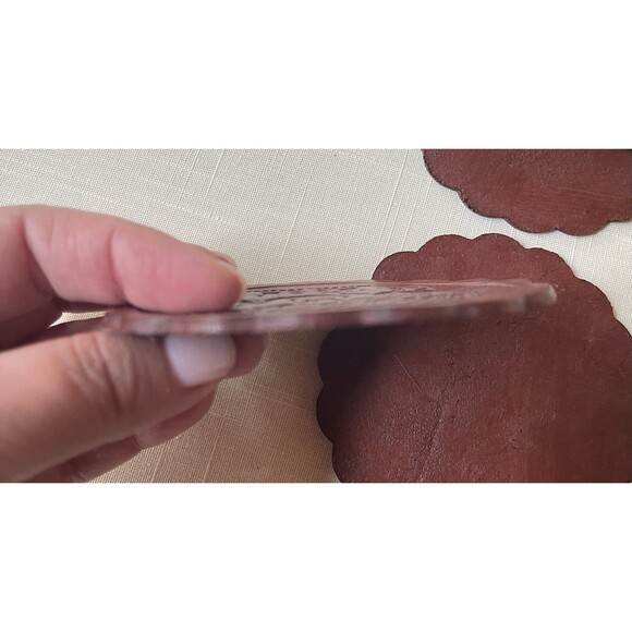 Artisan Hand-Tooled Embossed Peruvian Leather Coasters Set of 6 w/ Holder VTG - Picture 6 of 12